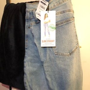 2 Pair High Waisted Slim Straight distressed Jean